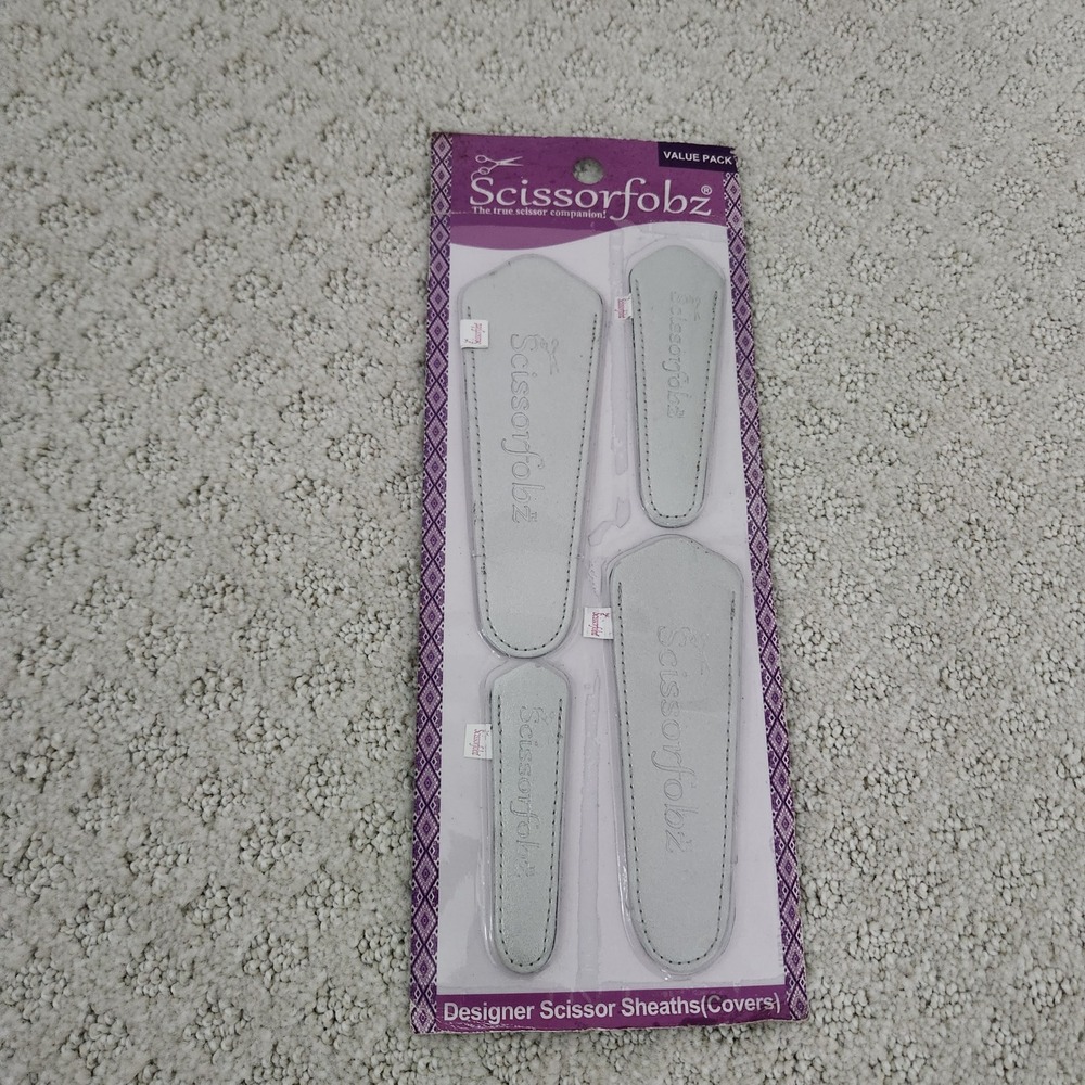 Scissorfobz Designer Scissor Sheaths 4pc Value Pack Metallic Matte Silver NEW